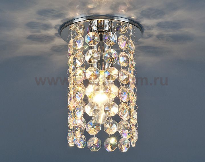 Светильник точечный с хрусталем Elektrostandard 208 E14 CH/Color хром/перламутр