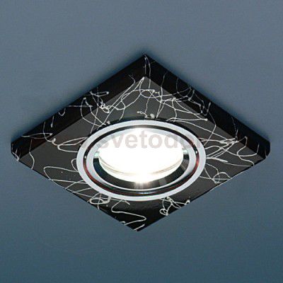 Точечный светильник квадратный Elektrostandard 2080 BK/SL (черный/серебро)