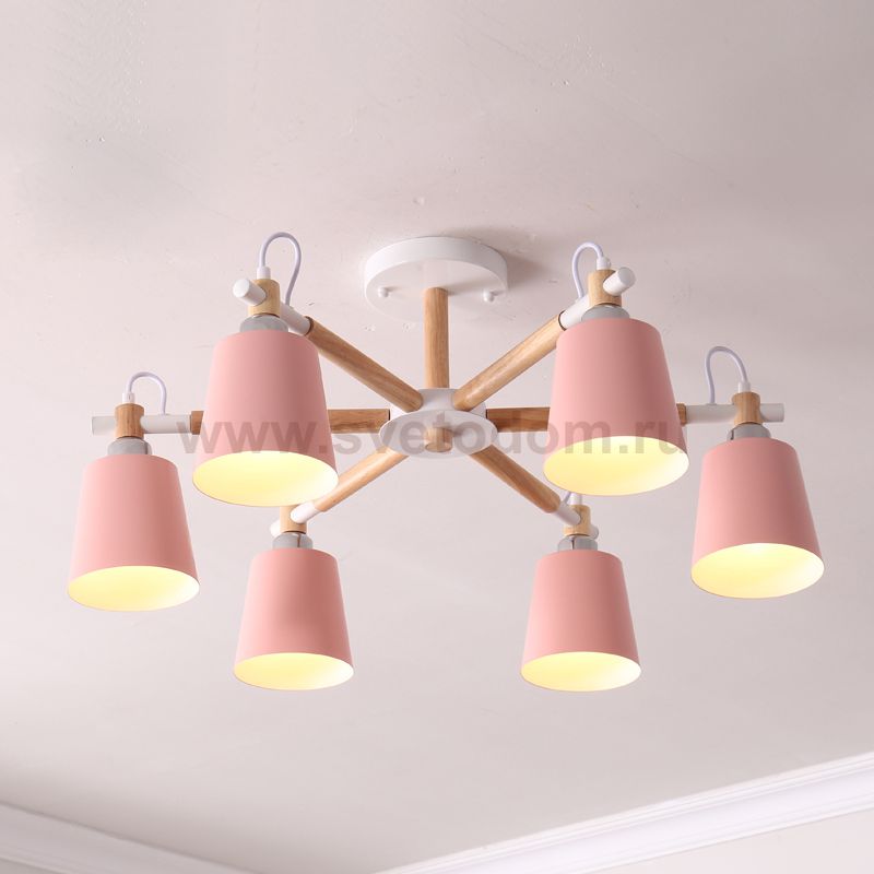 Люстра на штанге VARDA 6 lamps Pink ImperiumLoft 208249-26