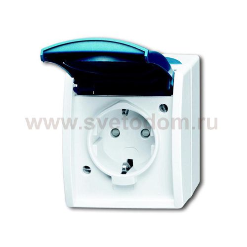 Розетка 2Р+E 10/16А 250В IP44 открытого монтажа серо-зеленый OCEAN [BJE20 EW-53] 2083-0-0817