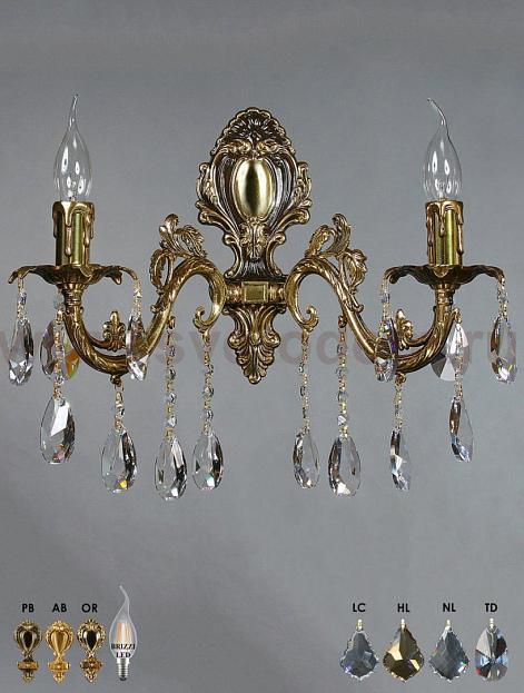 Светильник бра Ambiente 2118/2 PB Leaf crystal