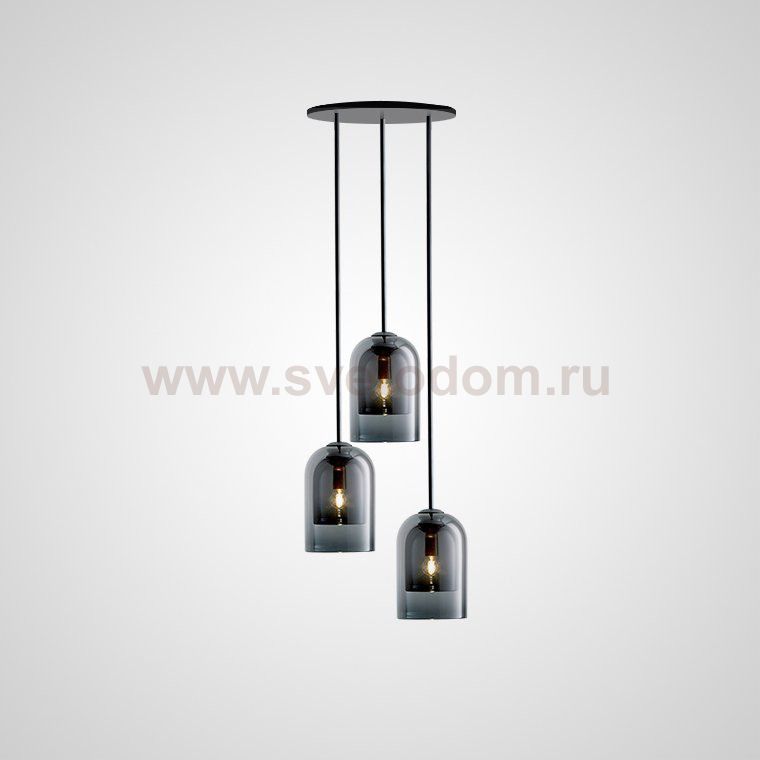 Подвесной светильник ARIA 3 lamps Disk Smoky ImperiumLoft 213842-26