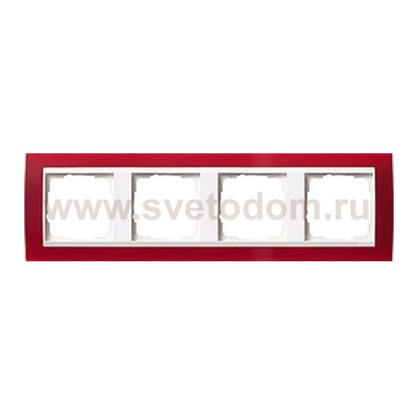 Gira EV Полупрозрачн.красная/глянц.бел Рамка 4-ая (G214398)