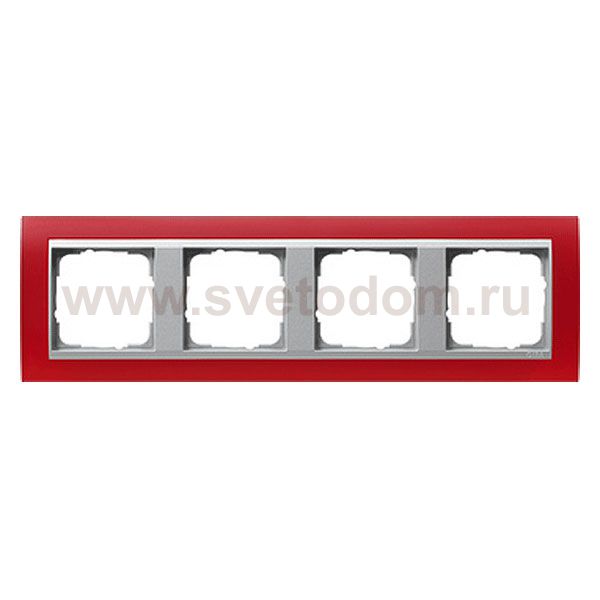 Gira EV Матово-красный/алюминий Рамка 4-ая (G21492)