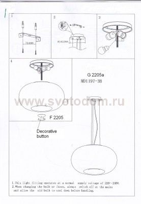 Светильник подвесной Odeon light 2205/3B PATI