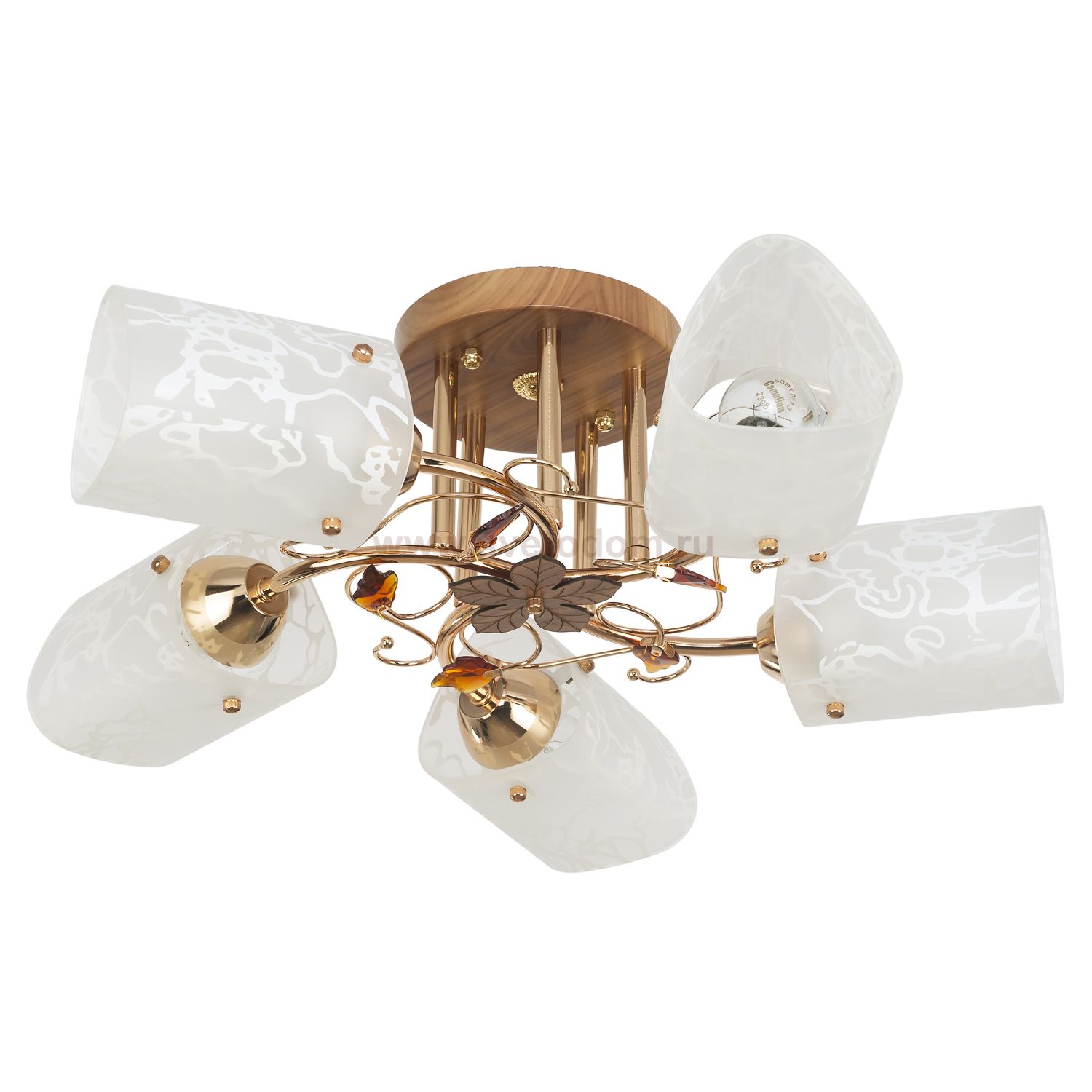 Светильник ЭкономСвет 2208LM/5FGD+BR WT