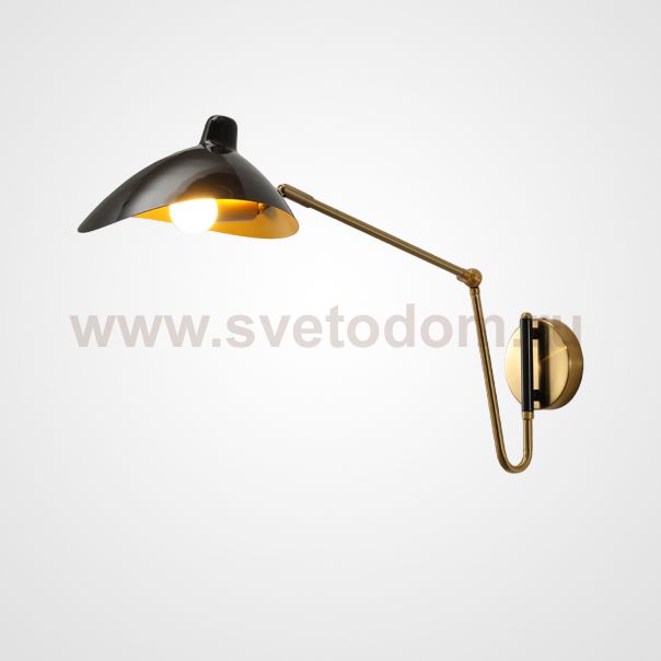 Настенный светильник HILDBORG L65 Brass Black Glossy ImperiumLoft 224063-23