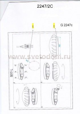 Светильник настенно-потолочный Odeon light 2247/2C OPAL
