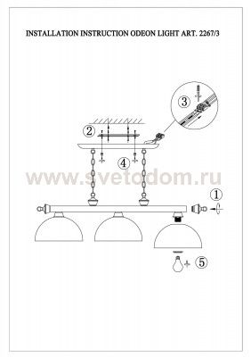 Светильник подвесной Odeon light 2267/3 TRAUBE
