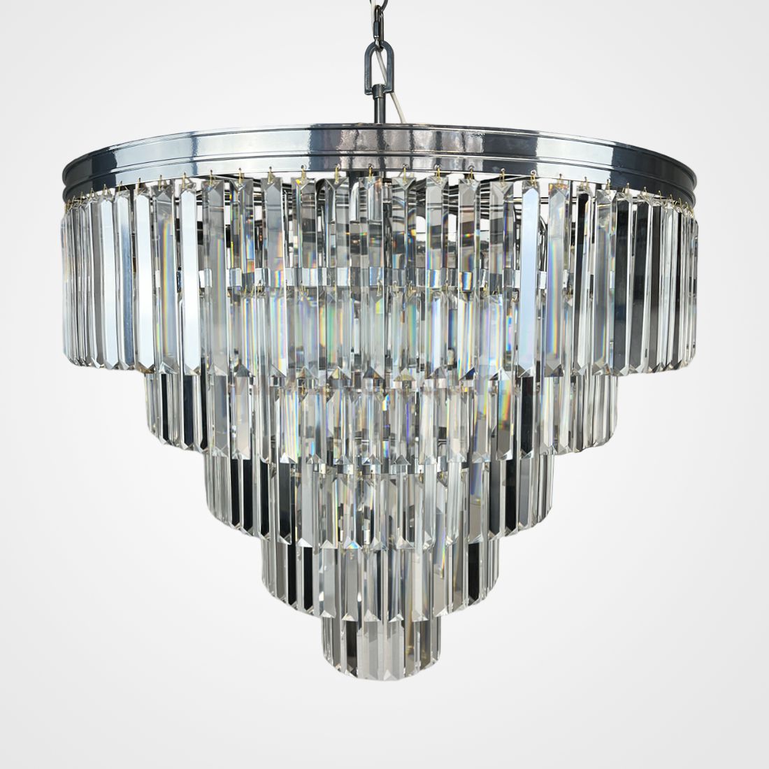 Люстра RH 1920s Odeon Clear Glass Fringe Chandelier D80 chrome ImperiumLoft 228793-22
