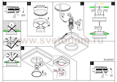 Встраиваемый и накладный светильник Eglo 92687 TORTOLI