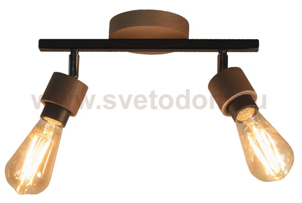 Спот Франк 2хЕ27х60Вт, черный+натуральный, 232-74-22/S