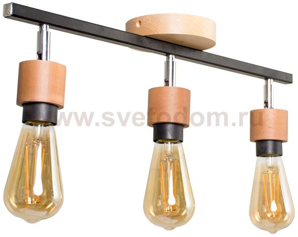 Спот Франк 3хЕ27х60Вт, черный+натуральный, 232-74-23/S