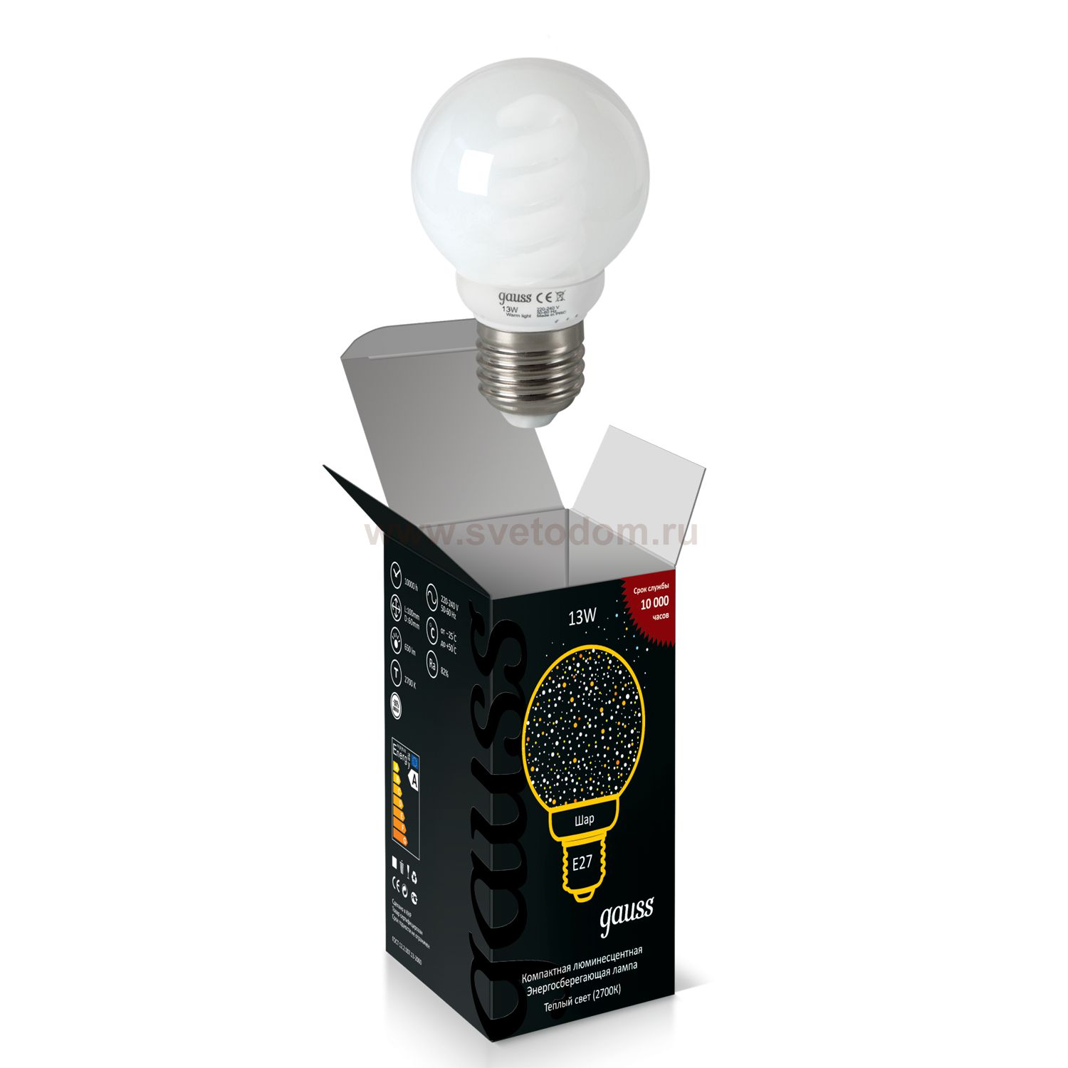 Лампа Gauss 232113 Globe 13W 2700K E27