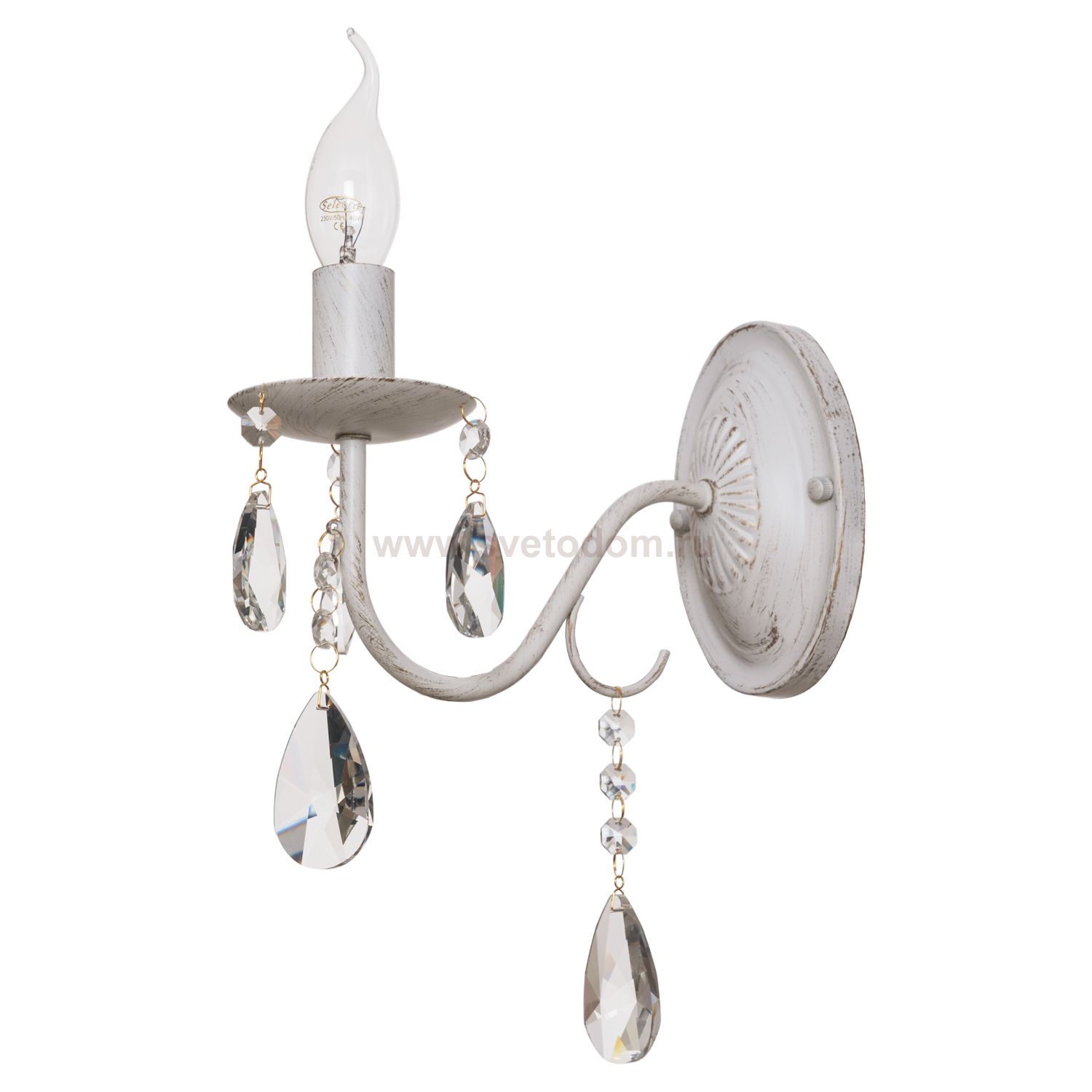 Светильник бра классическое с хрусталем Экономсвет 2346/1wWG