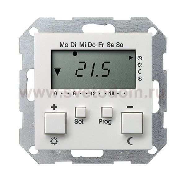 Gira S-55 Бел Термостат электронный с таймером с функцией охлаждения (G237027)