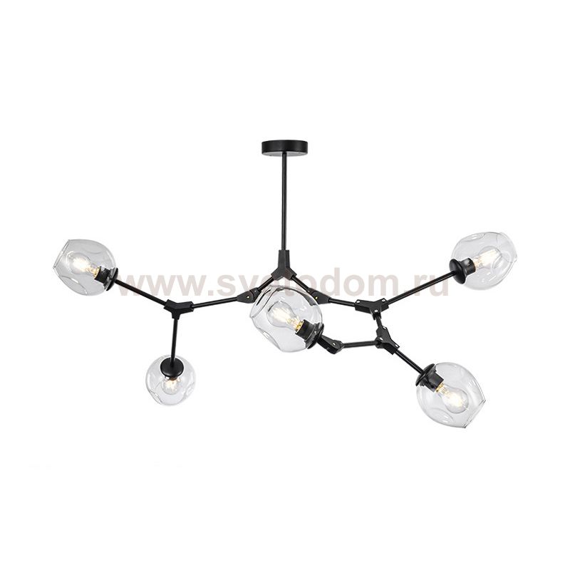 Люстра Адель Branching Bubble Chandelier L5 Black Transparent ImperiumLoft 239842-22