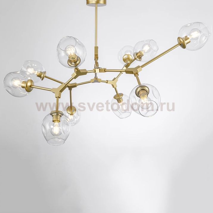 Люстра Адель Branching Bubble Chandelier L9 Brass Transparent ImperiumLoft 239866-22