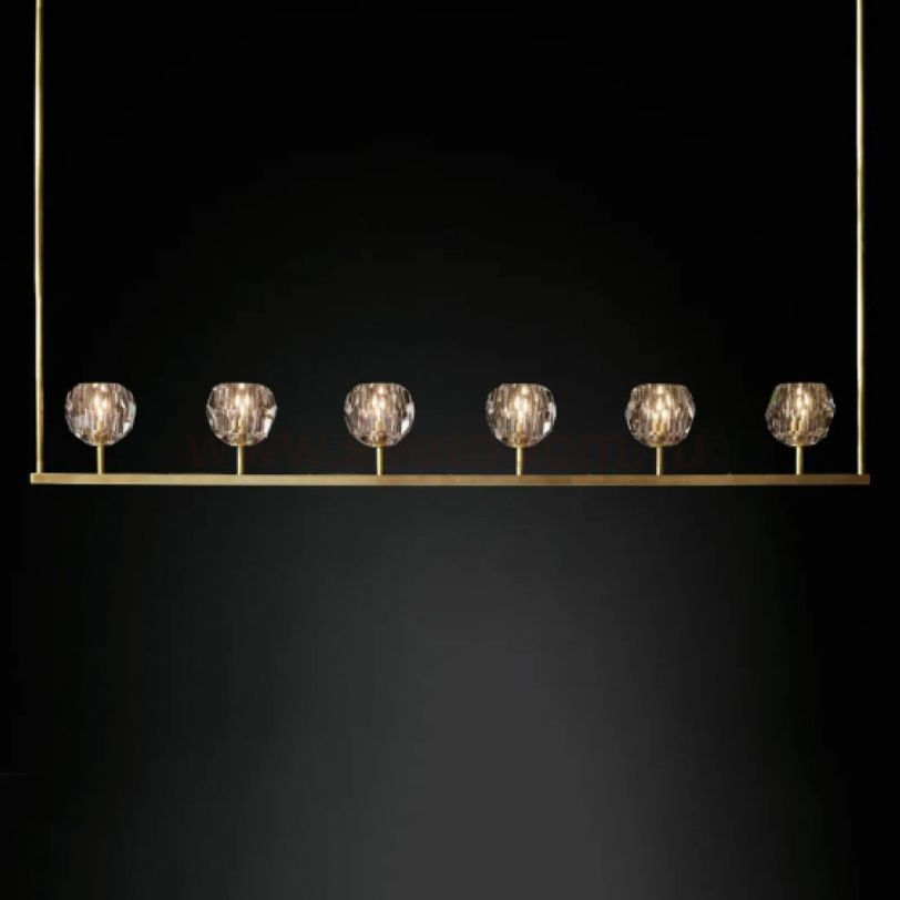 Люстра RH Boule De Cristal Linear Chandelier 6 Bronze ImperiumLoft 240202-22