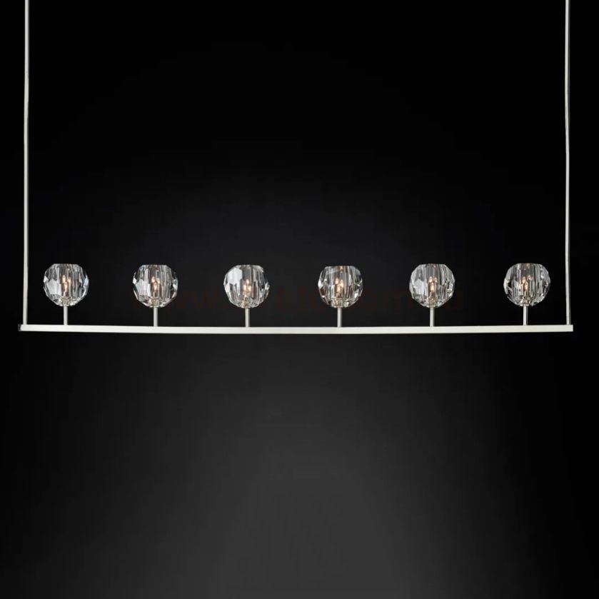Люстра RH Boule De Cristal Linear Chandelier 6 Nickel ImperiumLoft 240203-22