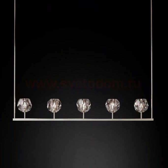 Люстра RH Boule De Cristal Linear Chandelier 5 Nickel ImperiumLoft 240205-22