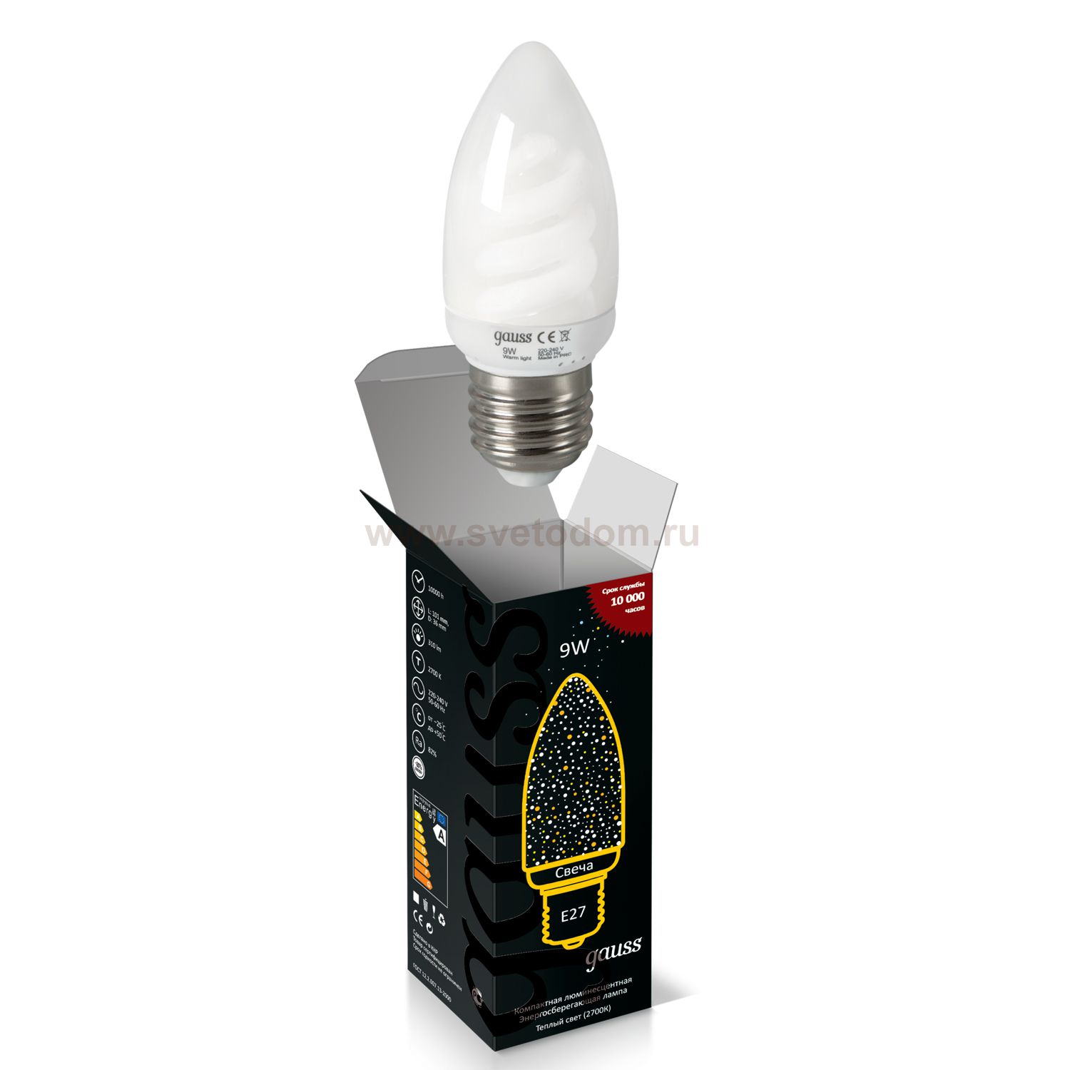 Лампа Gauss 242109 Candle B 9W E27 2700K
