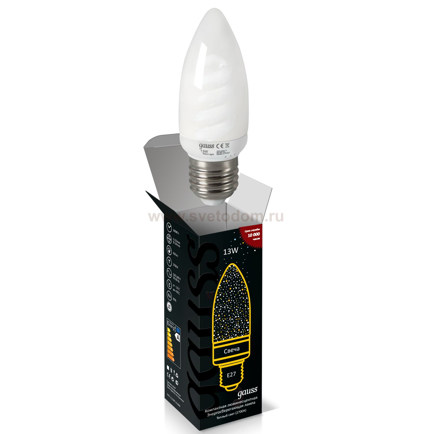 Лампа Gauss 242113 Candle B 13W E27 2700K