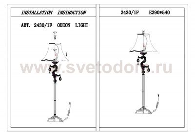 Торшер напольный Odeon light 2430/1F VARZA