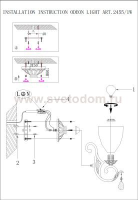 Светильник настенный бра Odeon light 2455/1W RUFFIN
