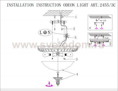 Светильник потолочный Odeon light 2455/3C RUFFIN