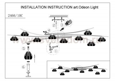 Люстра потолочная Odeon light 2466/10c KINSTON