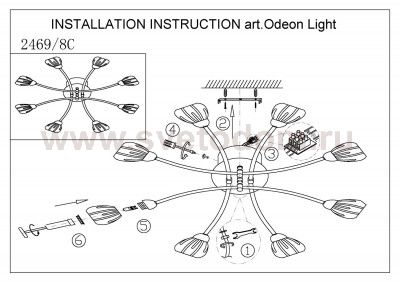 Люстра потолочная Odeon light 2469/8C AKRON
