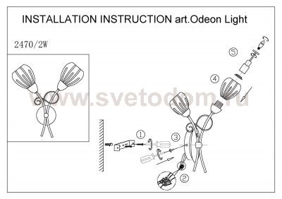 Светильник настенный бра Odeon light 2470/2W DOVERA
