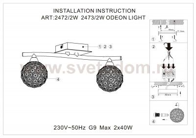Светильник настенный бра Odeon light 2473/2W AKETI1