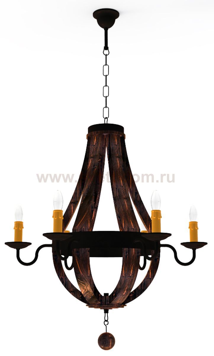 Люстра Чарльз 6хE14х40Вт состаренное дерево 248-64-16