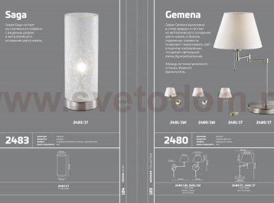 Настольная лампа Odeon light 2480/1T GEMENA