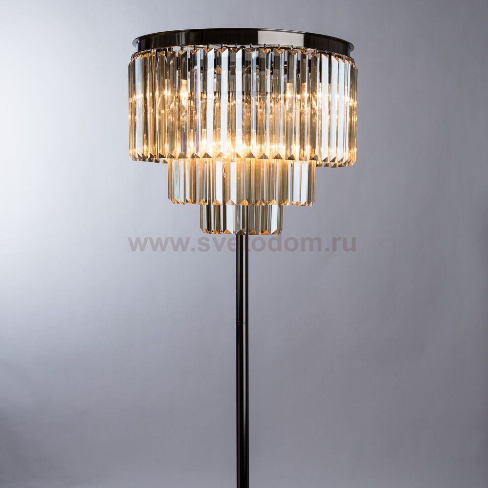 Торшер черный хрустальный Divinare 3002/06 PN-6 NOVA COGNAC