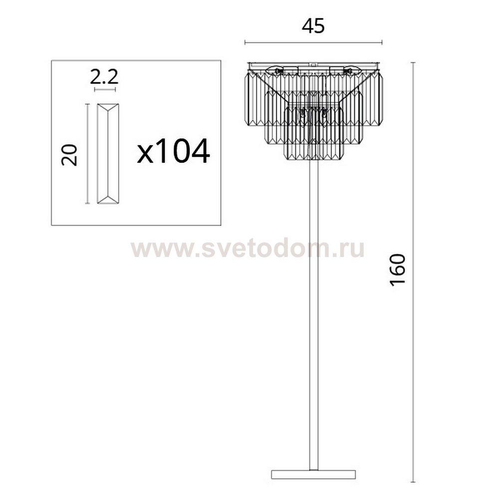Торшер черный хрустальный Divinare 3002/06 PN-6 NOVA COGNAC