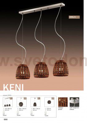 Светильник подвесной Odeon light 2491/1 KENI