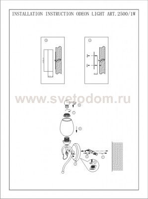 Светильник настенный бра Odeon light 2500/1W BELANA