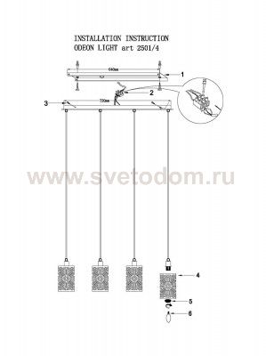 Люстра подвесная Odeon light 2501/4 MOLI
