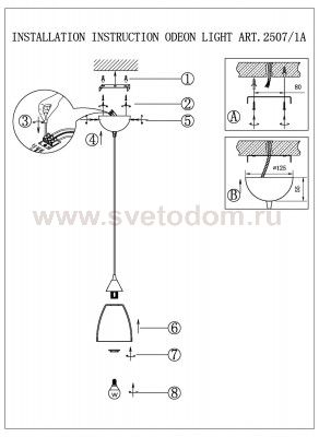 Подвесной светильник Odeon light 2507/1A PEGOR
