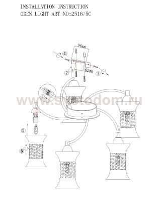 Люстра Odeon light 2516/5C RUKBA