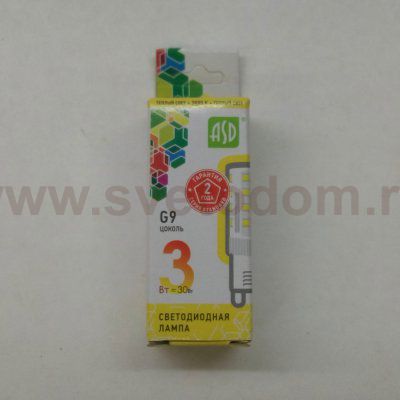 Лампа светодиодная G9 3Вт 3000К ASD