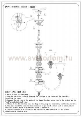 Светильник люстра подвесная Odeon light 2532/9 ESPRETO