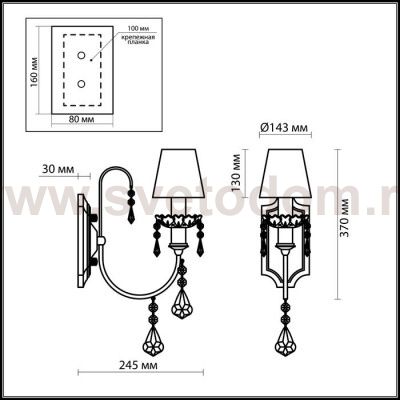 Светильник настенный бра Odeon light 2534/1W ADELI