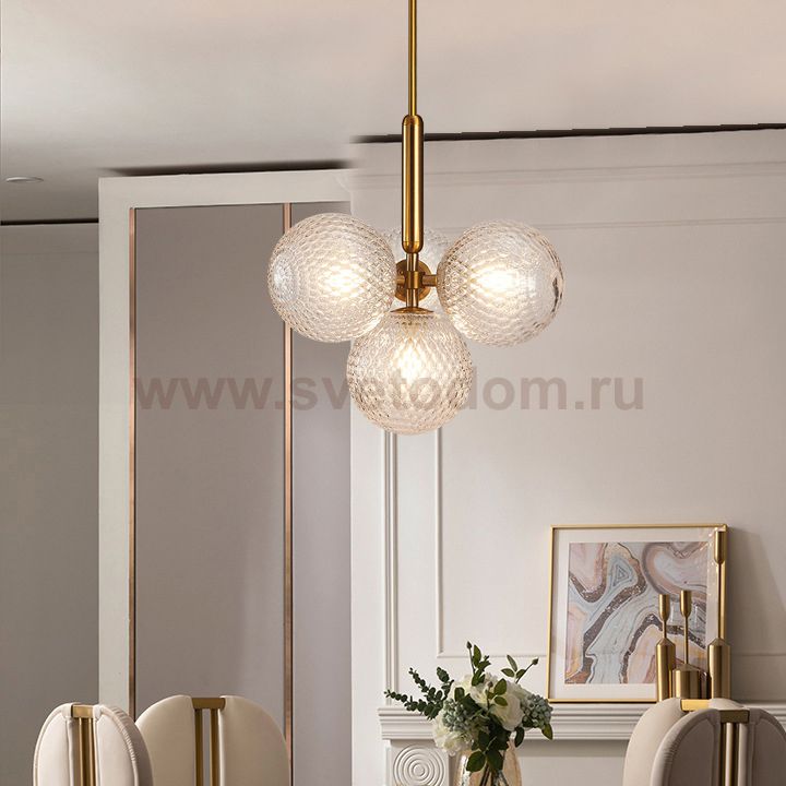 Подвесной светильник RAFFIN 4 Transparent Gold