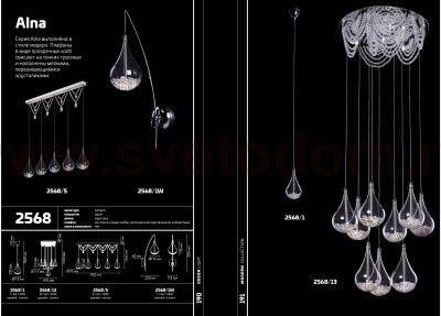 Светильник настенный бра Odeon light 2568/1W ALNA
