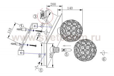 Светильник настенный бра c выключателем Odeon light 2576/2W LORUS