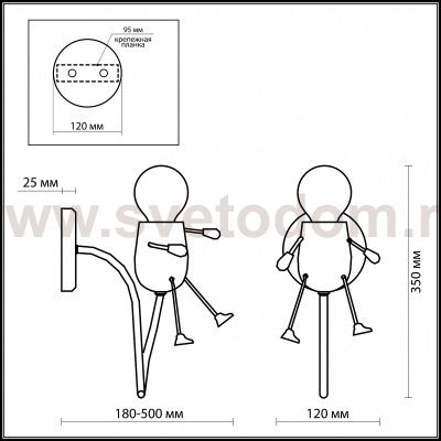 Светильник бра с выключателем Odeon light 2582/1W RIKO BOY